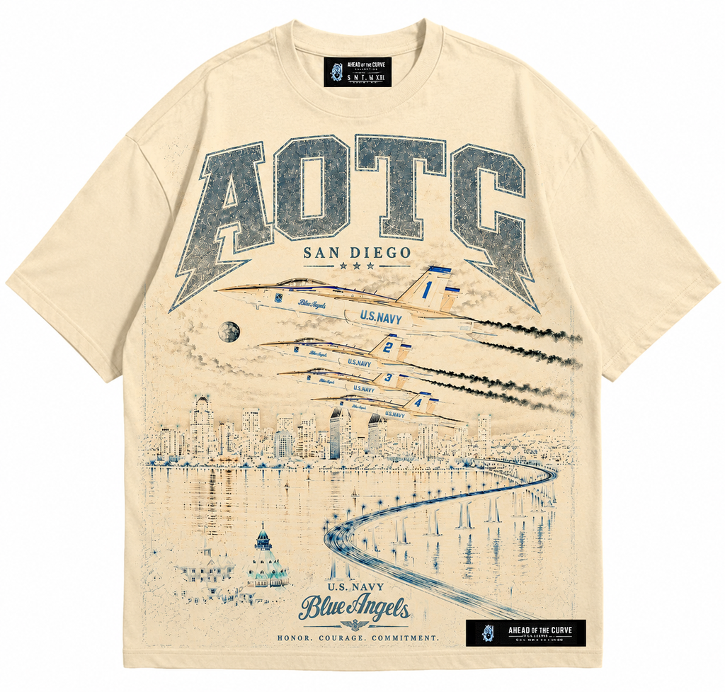 Blue Angels Over San Diego Tee- Beige