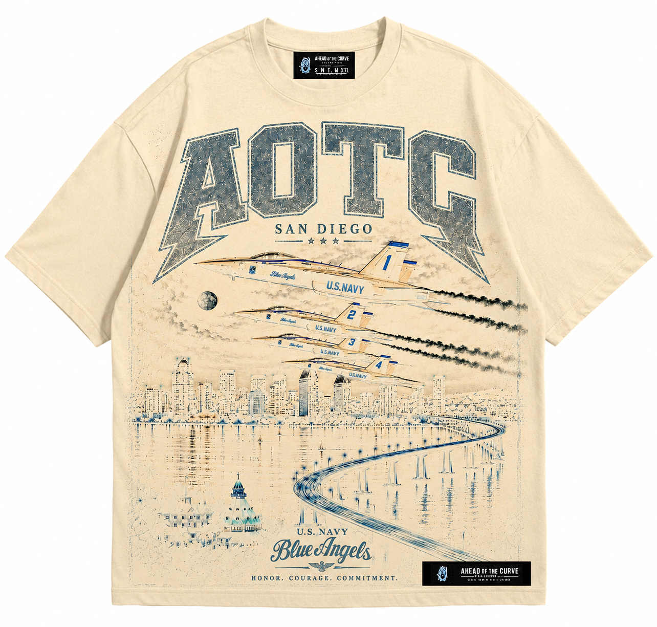 Blue Angels Over San Diego Tee- Beige