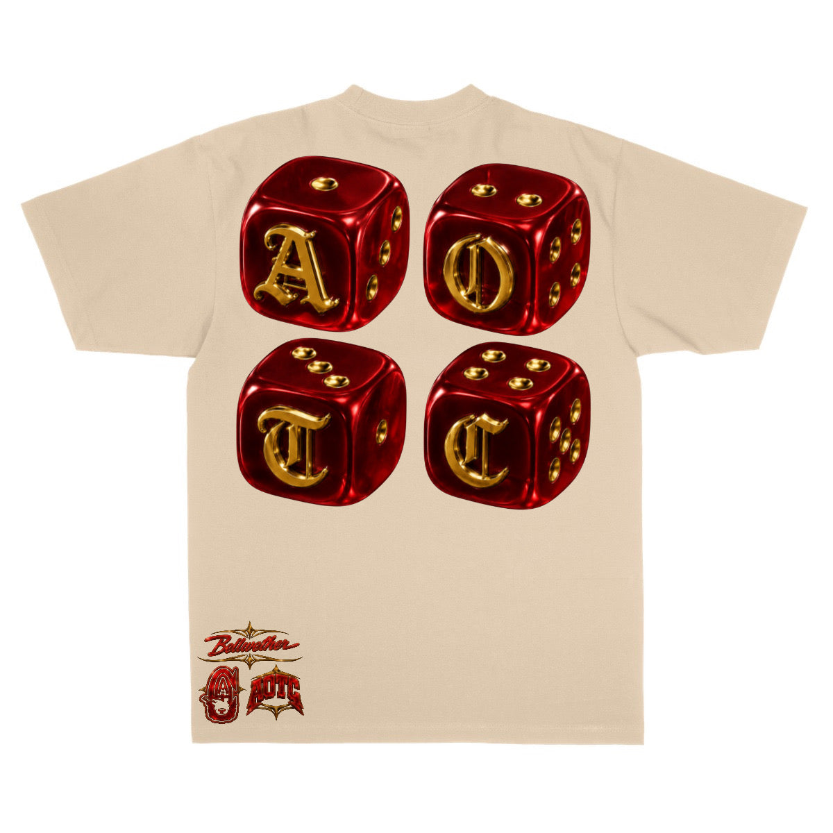 AOTC Lucky Roll Crimson & Gold Tee - Beige