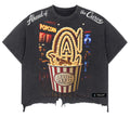 Get Your Popcorn /Distressed Tee - Blk