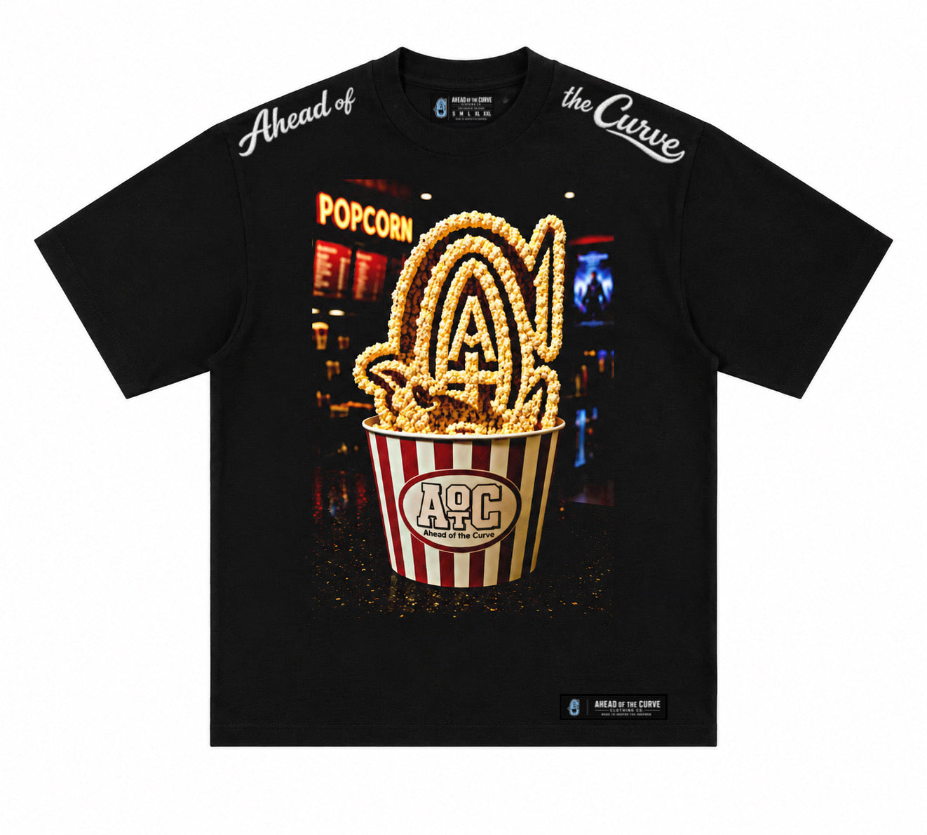 Get Your Popcorn /Not Distressed Tee - Blk