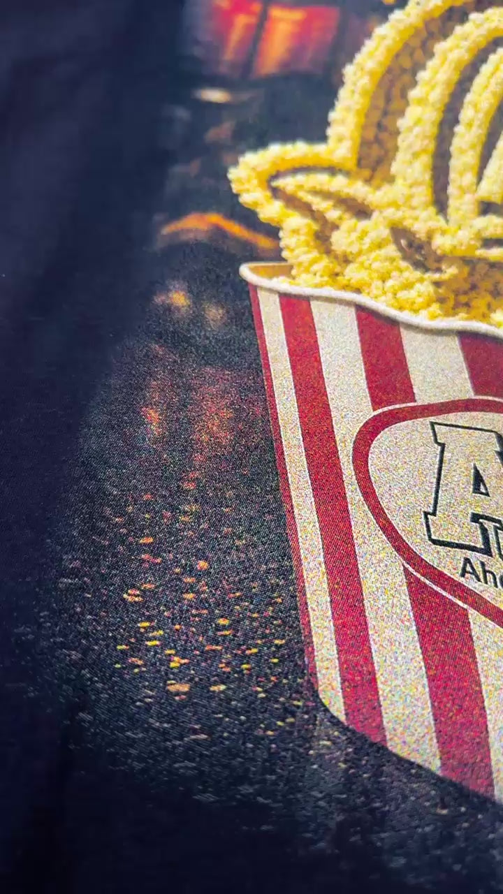 Get Your Popcorn /Distressed Tee - Blk