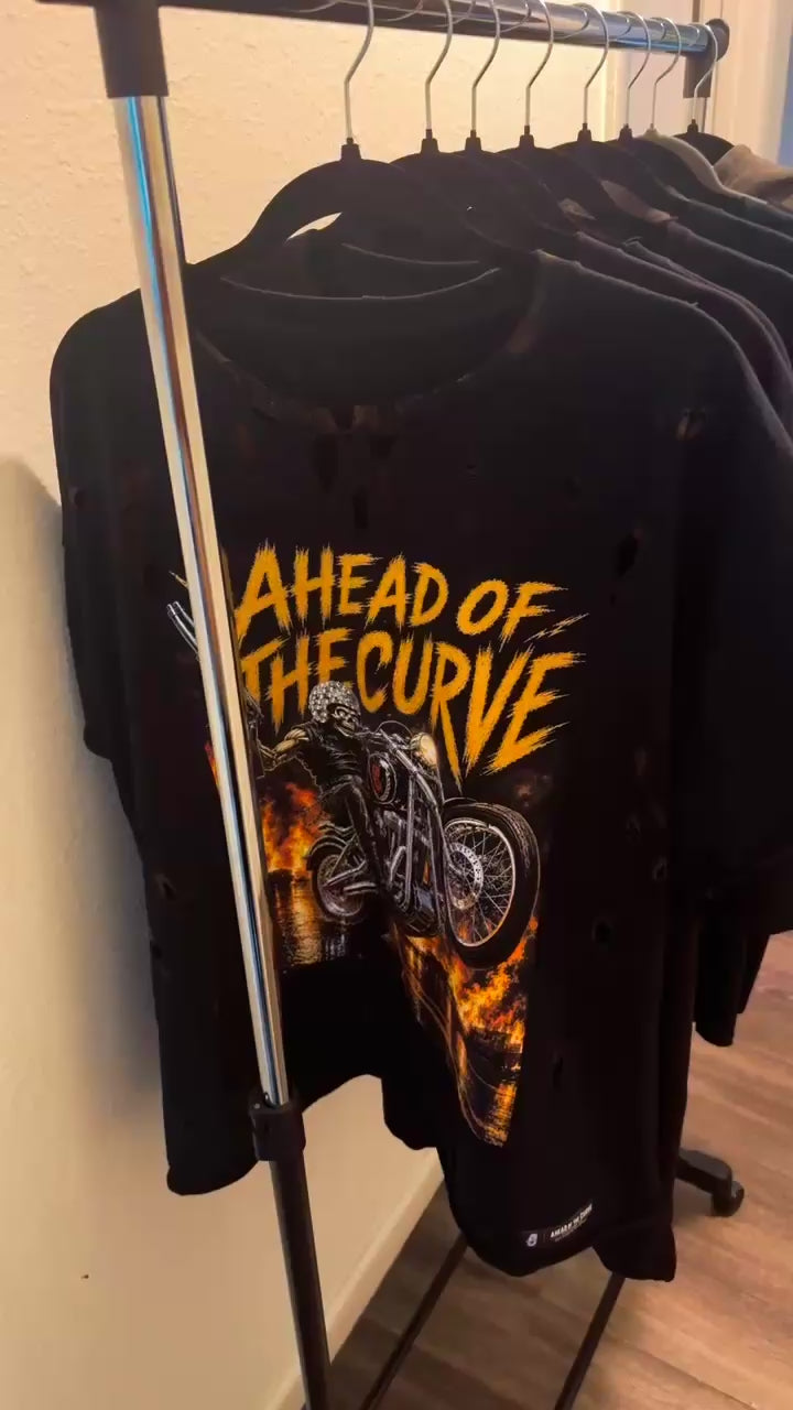 Born 2 Be Wild Biker Tee - Torched, Distressed, and Rhinestone Helmet